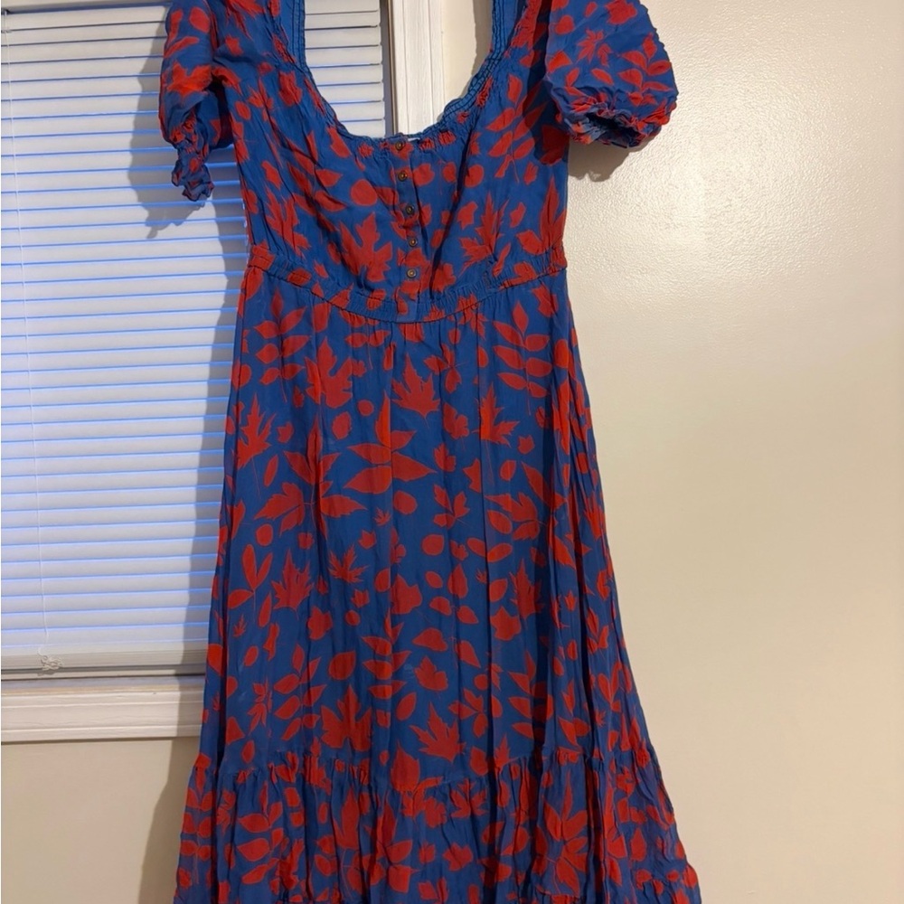 Floral Blue and Red Dress